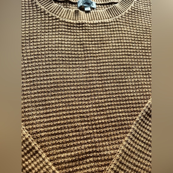 Mustard/Tan Kismet S Waffle Pattern Long Sleeve Sweater Pretty Fall Sweater - Picture 4 of 4
